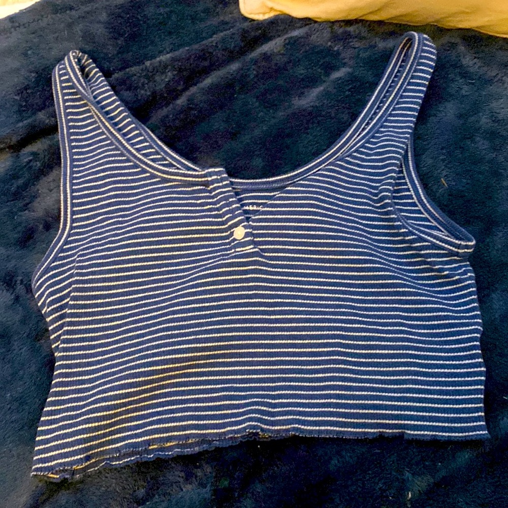 Navy blue stripped crop top size m from American Eagle